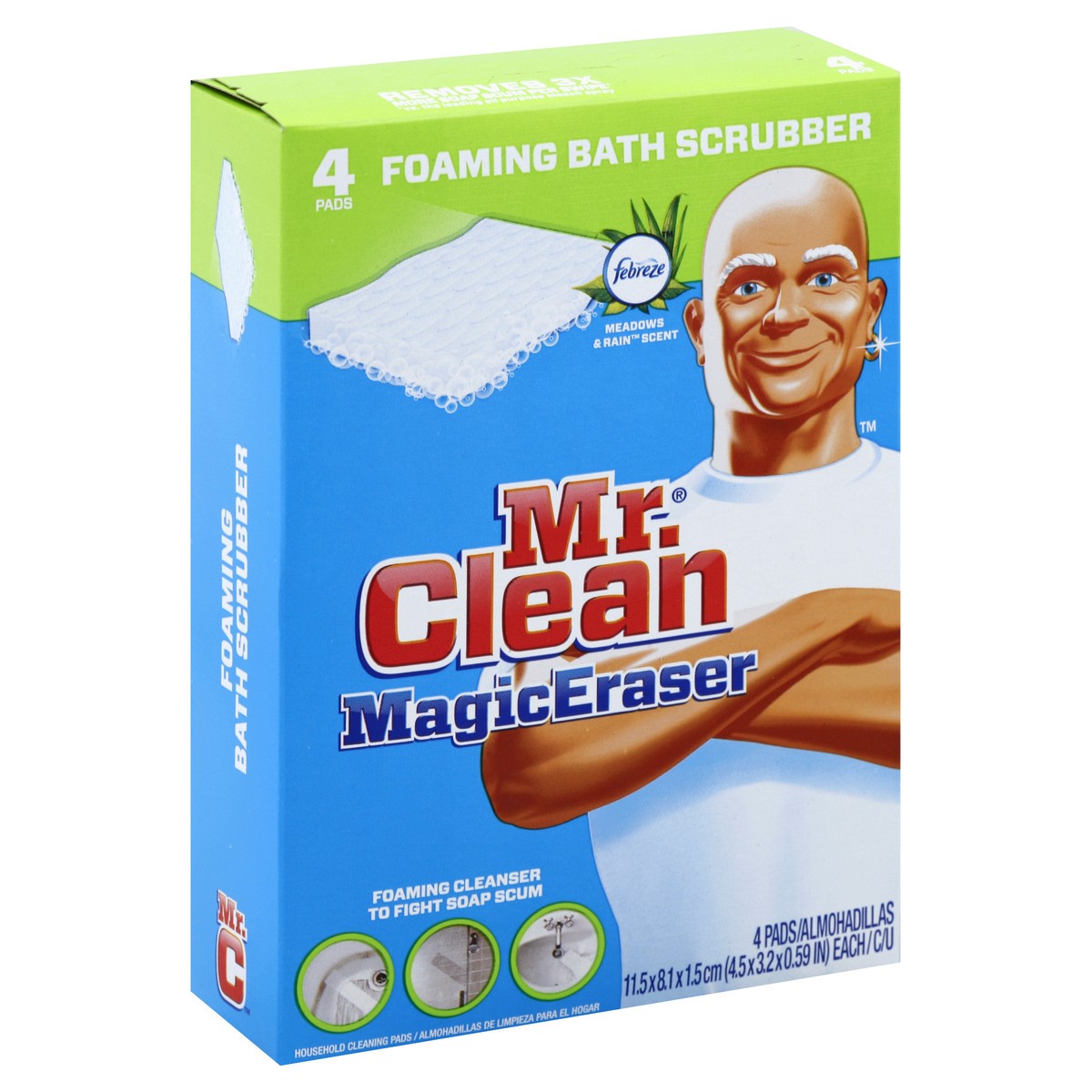 slide 1 of 7, Mr. Clean Magic Eraser Foaming Bath Scrubber, 4 ct