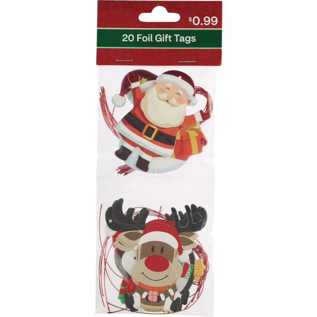 slide 1 of 1, X-Mas Foil Gift Tags 20 Pc, 20 ct