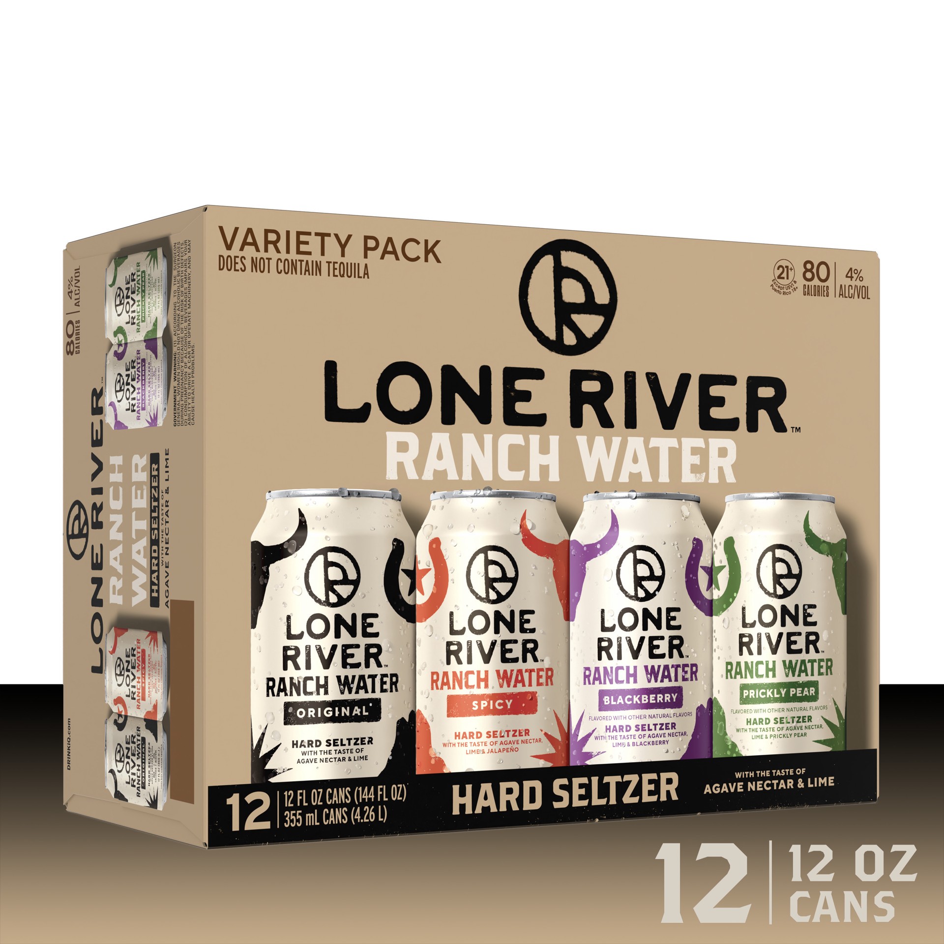 slide 1 of 1, Lone River Ranch Water Hard Seltzer Variety Pack, 12 fl oz, 12 Pack Cans, 4% ABV, 12 fl oz