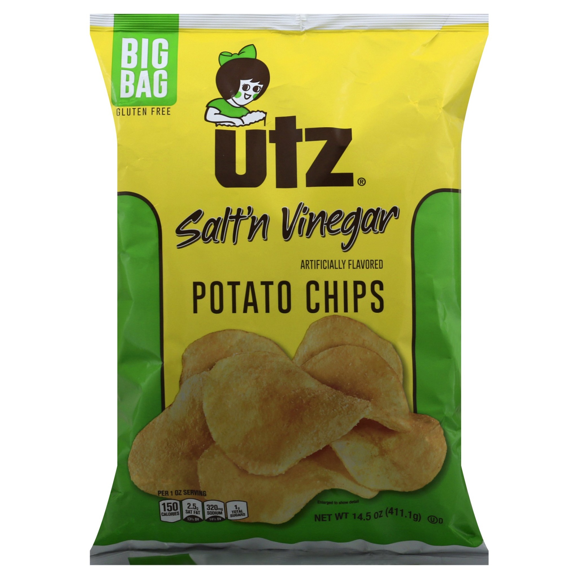 slide 1 of 1, Utz Potato Chips Salt N Vinegar, 14.5 oz