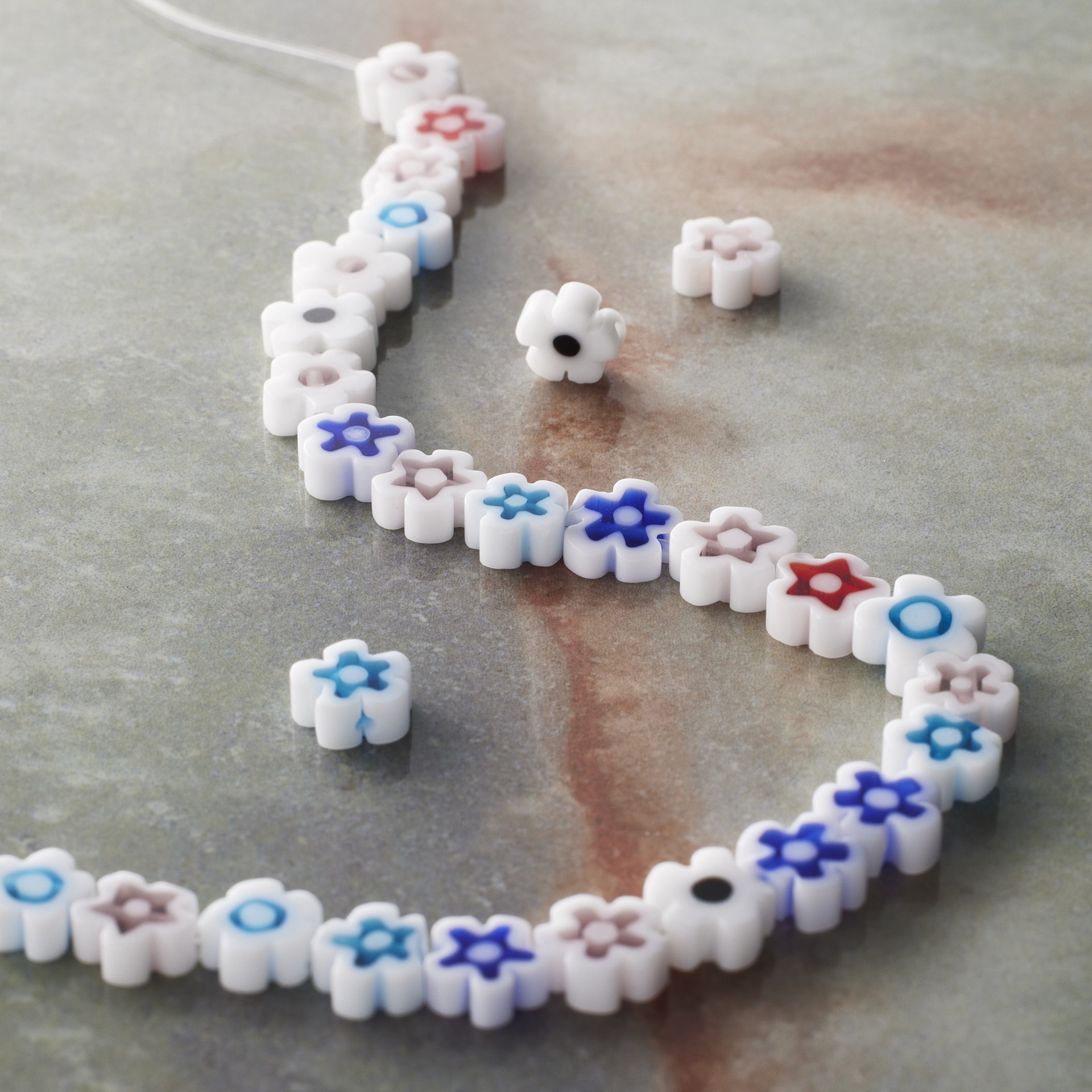 slide 3 of 3, Multicolor Millefiori Glass Flower Beads, 7.5mm By Bead Landing, 7.5mm