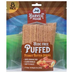 Harvest Moon Puffed Hide Free Peanut Butter Strips 8 Pack 8 ea