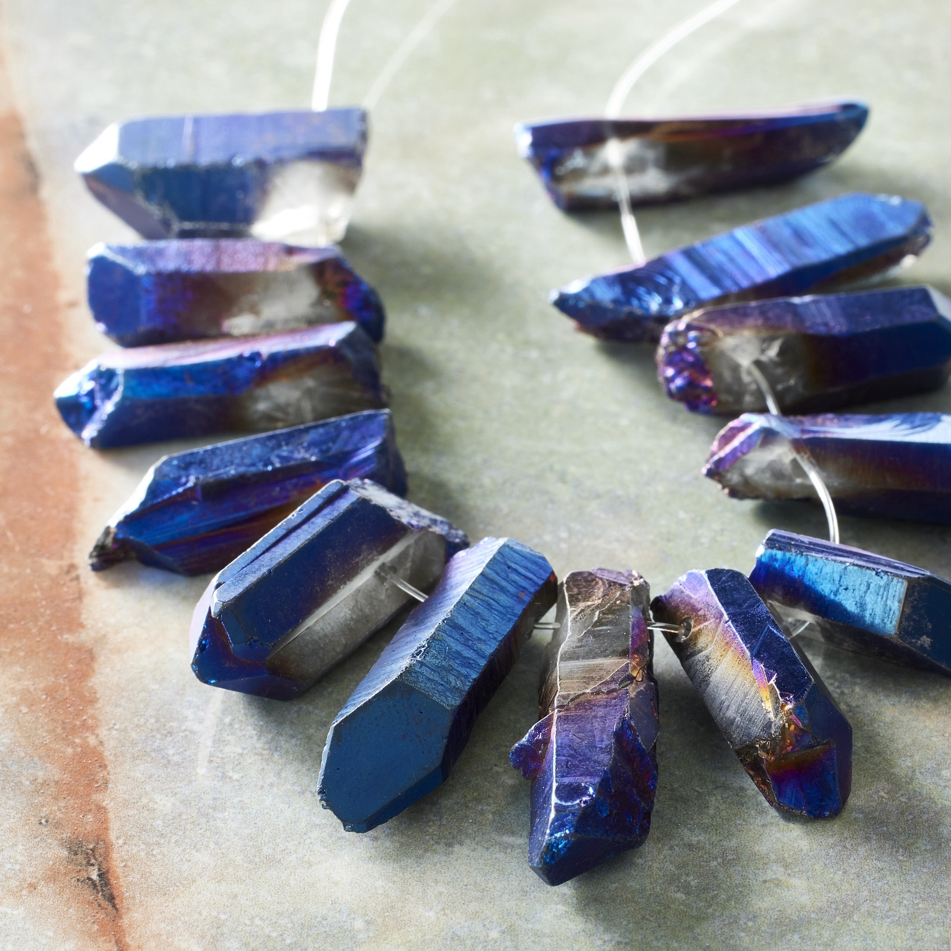 slide 2 of 3, Sapphire Luster Quartz Nugget Beads By Bead Landing, 20mm x 6mm