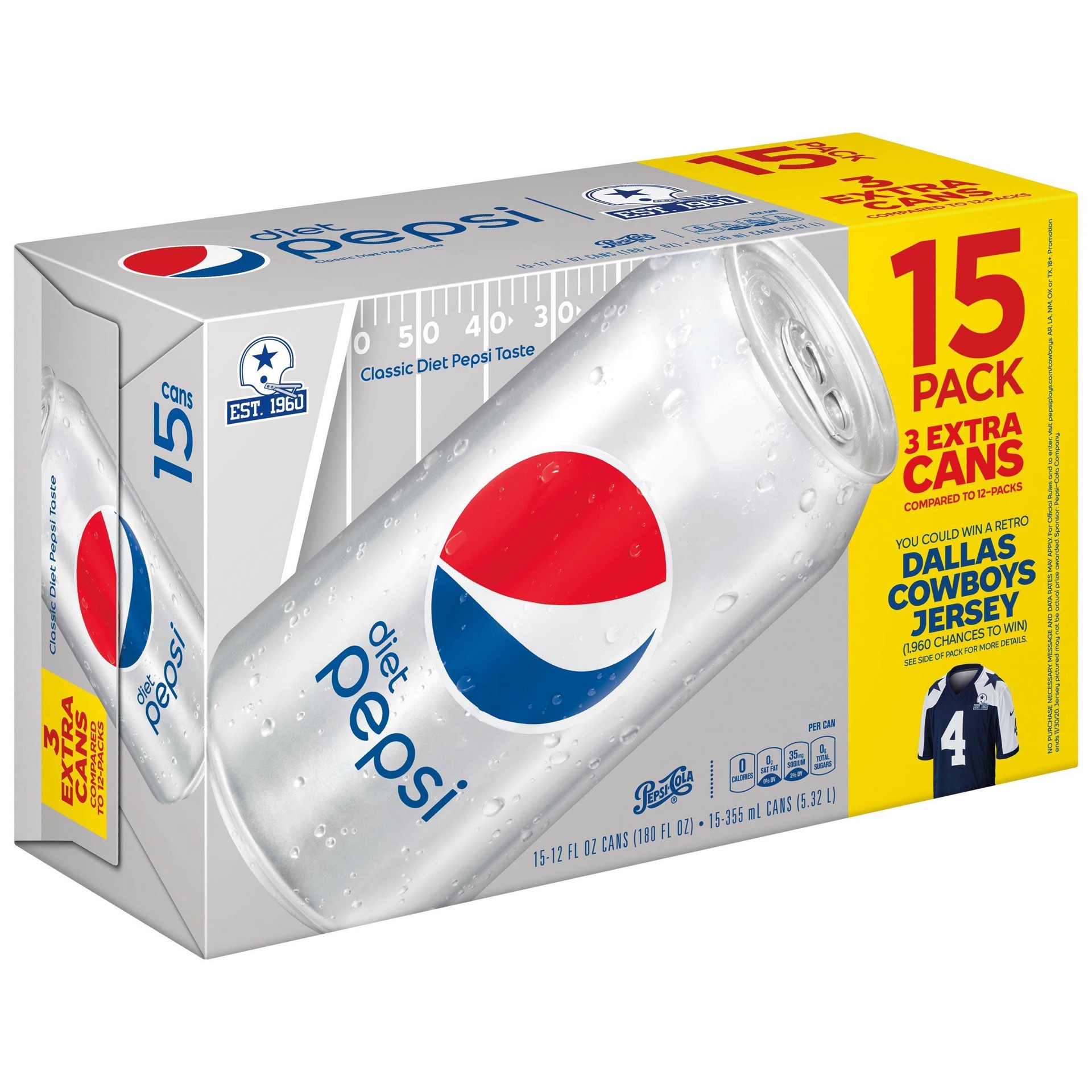 slide 1 of 1, Diet Pepsi Soda - 15 ct; 12 fl oz, 15 ct; 12 fl oz