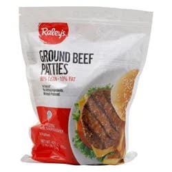 Raley's Ground Beef Patties, 90/10%, 10 Patties 42.56 oz