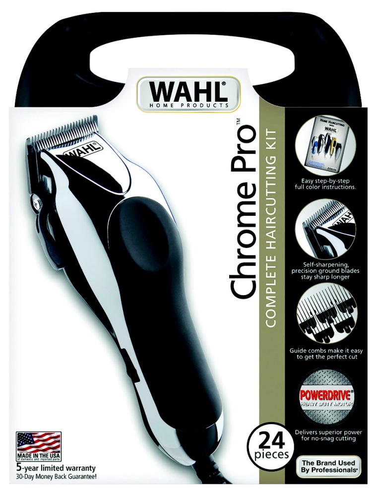 slide 1 of 1, Wahl Soft Touch Chrome Pro Men's Haircut Kit With Adjustable Tapper Lever & Hard Storage Case - 79524-2501, 1 ct
