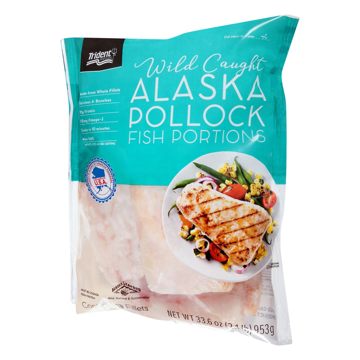 slide 2 of 13, Trident Wild Caught Alaska Pollock Fish Portions 8 ea, 33.6 oz