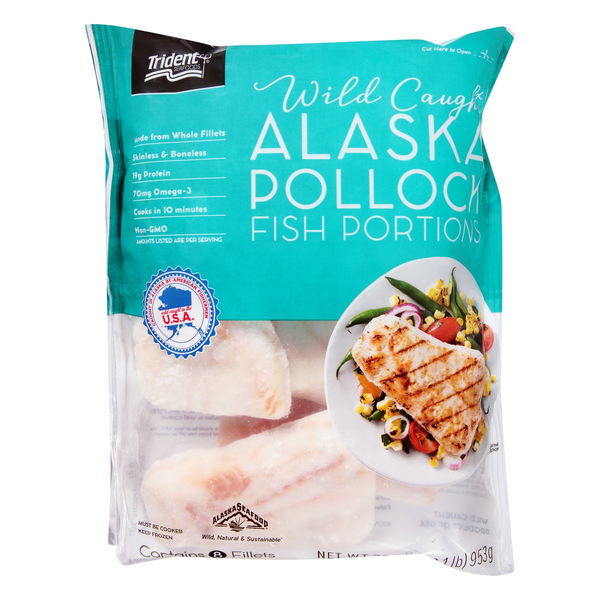 slide 13 of 13, Trident Wild Caught Alaska Pollock Fish Portions 8 ea, 33.6 oz