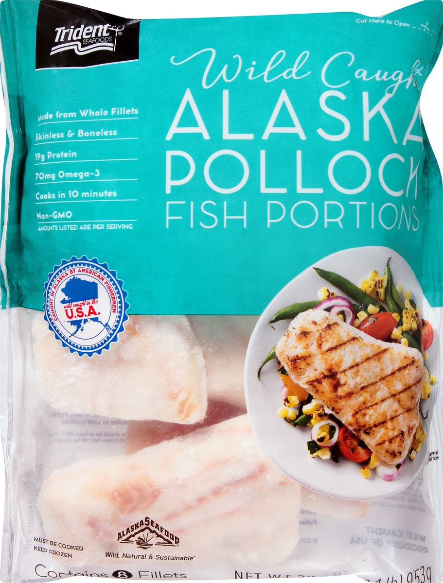 slide 7 of 13, Trident Wild Caught Alaska Pollock Fish Portions 8 ea, 33.6 oz