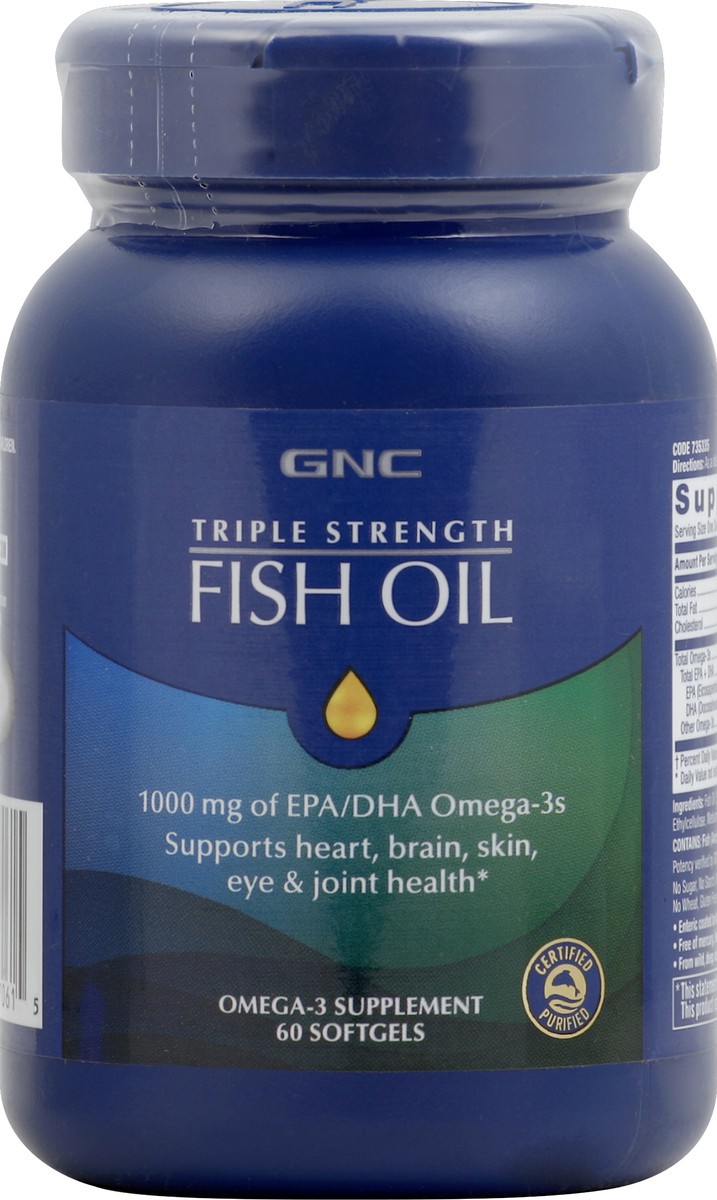 slide 1 of 8, GNC Fish Oil 60 ea, 60 ct