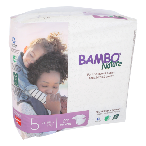 slide 1 of 1, Bambo Nature Diapers Size 5 24-55 Lbs, 27 ct