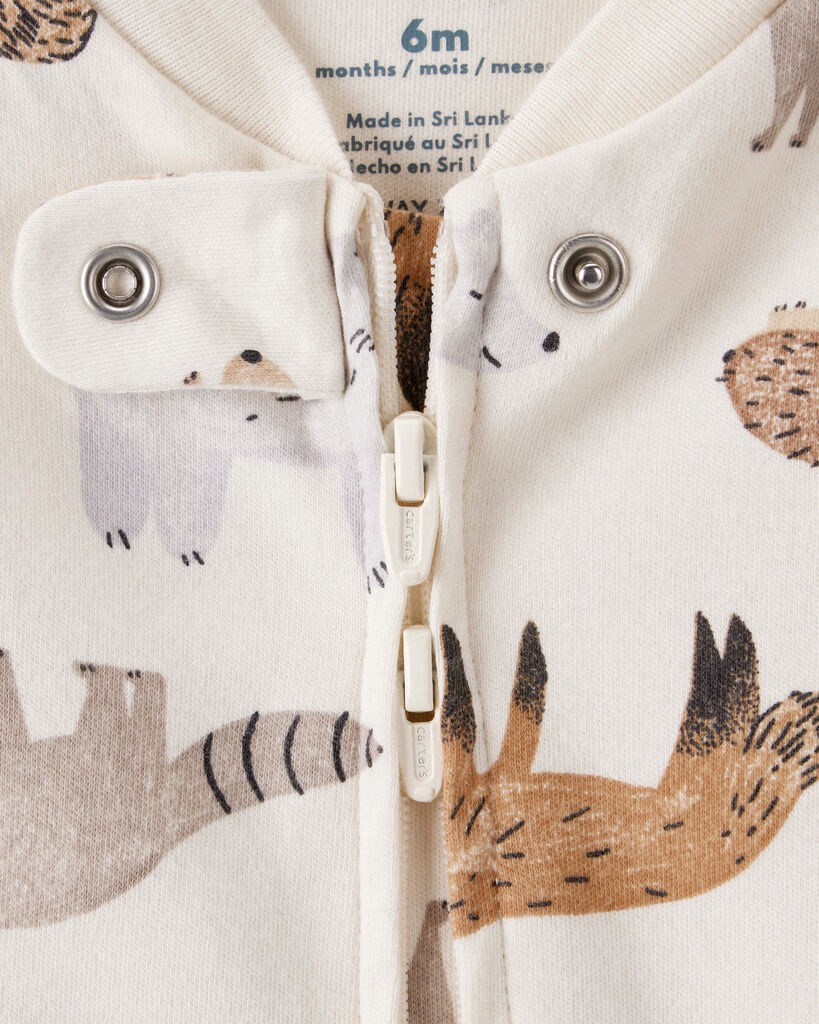 slide 3 of 3, Carter's Carters Baby Boy Fox Print 100% Cotton Long-Sleeve Sleep & Play - Ivory Ivory NB, 1 ct