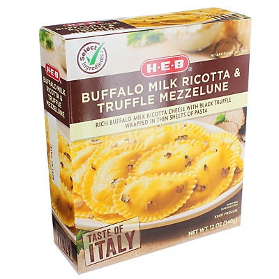 slide 1 of 1, H-E-B Buffalo Milk Ricotta & Truffle Mezzelune, 12 oz