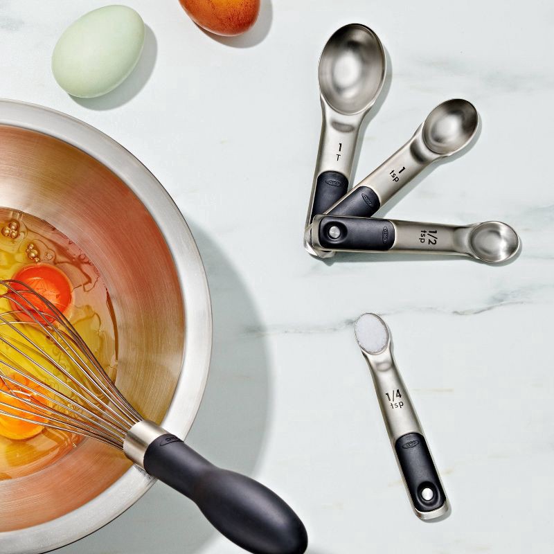 slide 4 of 5, OXO 4pc Stainless Steel Magnetic Measuring Spoons Black, 4 ct
