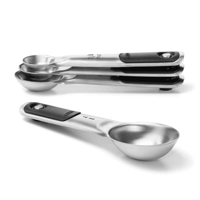 slide 5 of 5, OXO 4pc Stainless Steel Magnetic Measuring Spoons Black, 4 ct