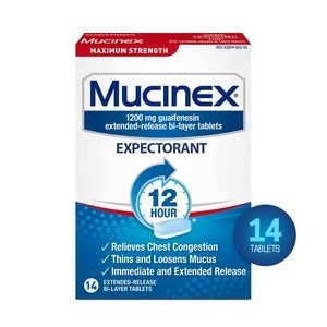 slide 1 of 1, Mucinex Maximum Strength 12-Hour Chest Congestion Expectorant Tablets, 14Ct, 14 ct