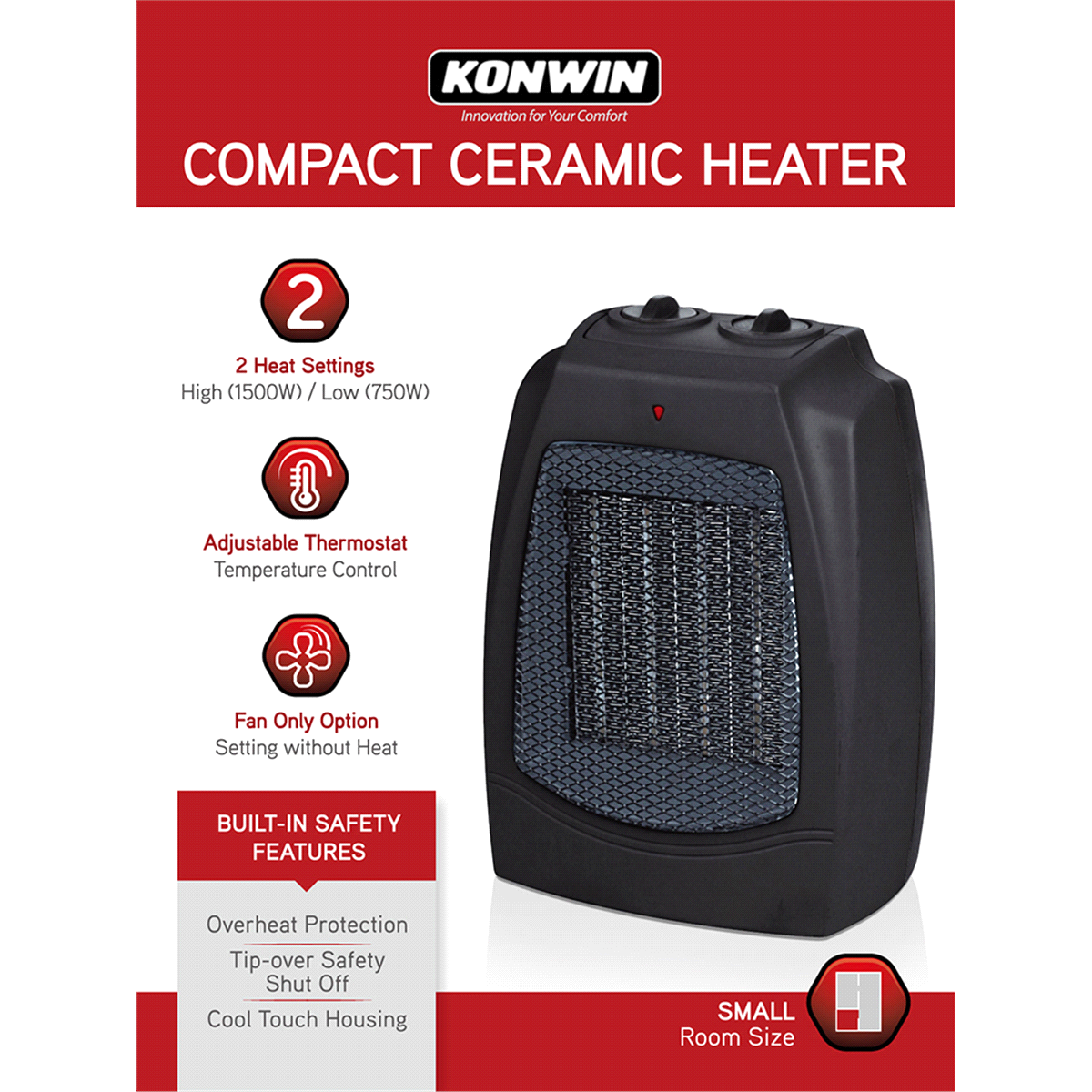 slide 1 of 5, Konwin Personal Ceramic Heater, 1 ct