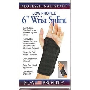 slide 1 of 1, FLA Orthopedics Pro-Lite 6 " Low Profile Wrist Splint, Left, Black Md, 1 ct