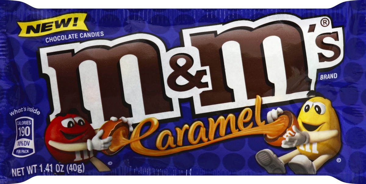 slide 8 of 8, M&M's Caramel Milk Chocolate Candy, Full Size, 1.41 oz Bag, 1.41 oz