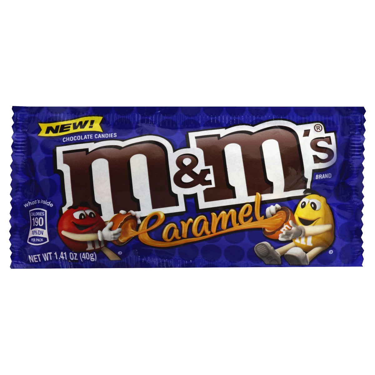slide 4 of 8, M&M's Caramel Milk Chocolate Candy, Full Size, 1.41 oz Bag, 1.41 oz