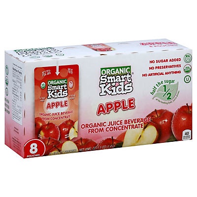 slide 1 of 1, Smart Kids Organic Apple Juice Beverage 6 oz Pouches&nbsp;, 8 ct