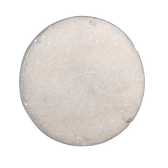 slide 1 of 1, Thirstystone White Marble Single Round Coaster with Silver Edge, 1 ct