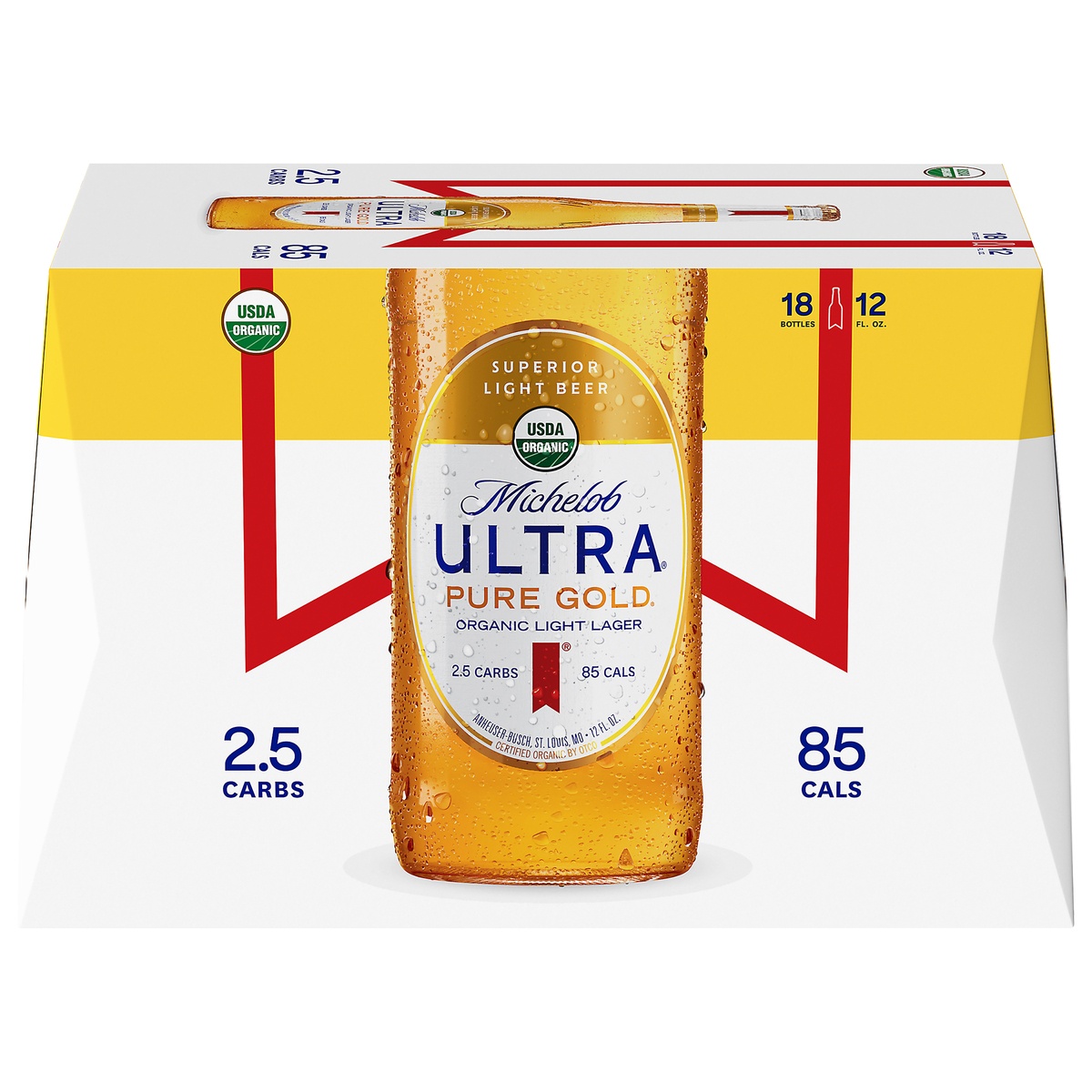 slide 1 of 10, Michelob Ultra Pure Gold Organic Light Lager, 12 oz