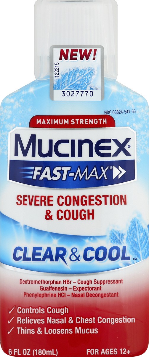 slide 6 of 6, Mucinex Fast-Max Clear & Cool, Severe Congestion & Cough Liquid, 6oz, 6 fl oz