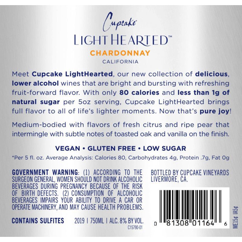 slide 2 of 4, Cupcake Vineyards Light Hearted Chardonnay, 750 ml