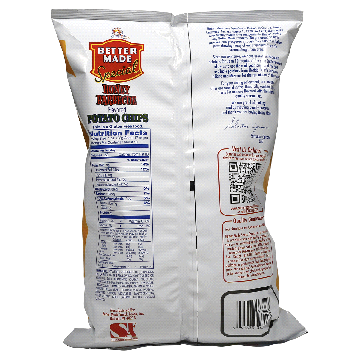 slide 2 of 2, Better Made Honey Barbeque Flavored Potato Chips Family Size, 9.5 oz