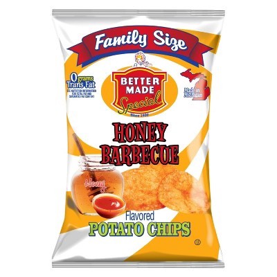 slide 1 of 2, Better Made Honey Barbeque Flavored Potato Chips Family Size, 9.5 oz