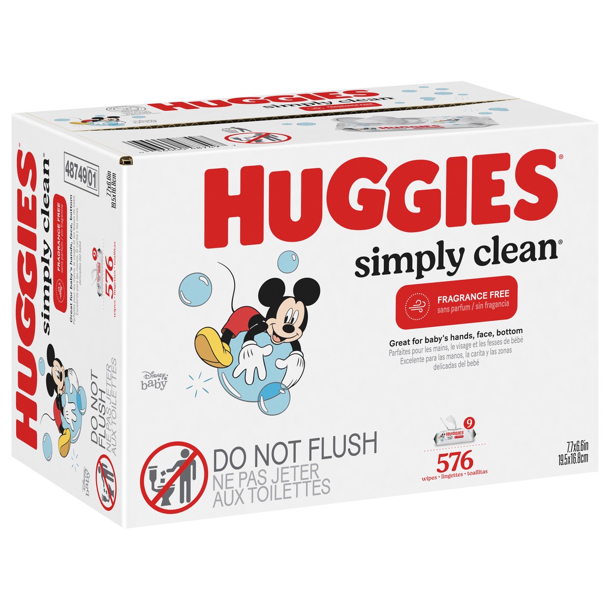 slide 3 of 10, Huggies Simply Clean Unscented Baby Wipes, 9 Flip-Top Packs (576 Wipes Total), 9 ct