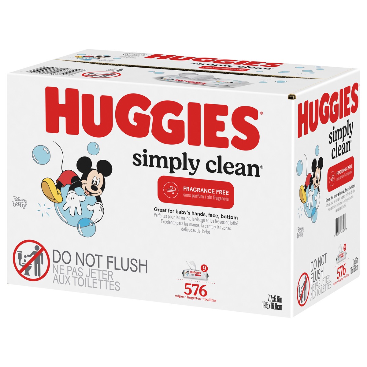 slide 8 of 10, Huggies Simply Clean Unscented Baby Wipes, 9 Flip-Top Packs (576 Wipes Total), 9 ct