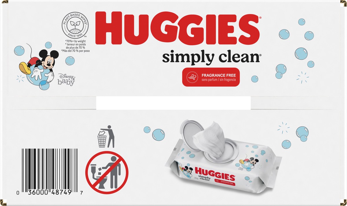 slide 6 of 10, Huggies Simply Clean Unscented Baby Wipes, 9 Flip-Top Packs (576 Wipes Total), 9 ct