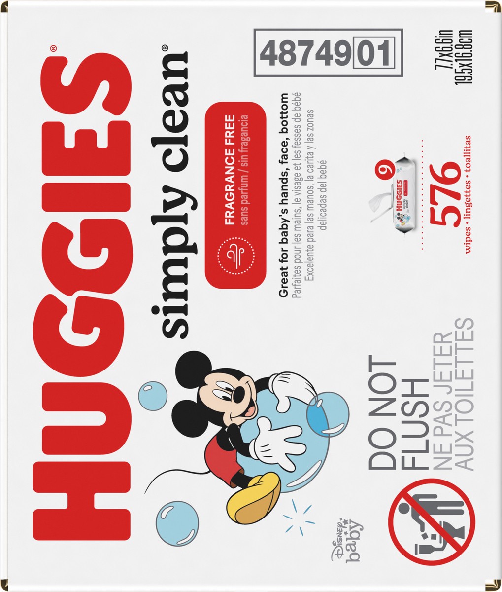 slide 4 of 10, Huggies Simply Clean Unscented Baby Wipes, 9 Flip-Top Packs (576 Wipes Total), 9 ct