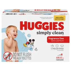 Huggies Simply Clean Unscented Baby Wipes, 9 Flip-Top Packs (576 Wipes Total)