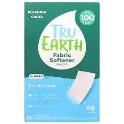 Tru Earth In Wash Fresh Linen Fabric Softener Sheets 50 Each