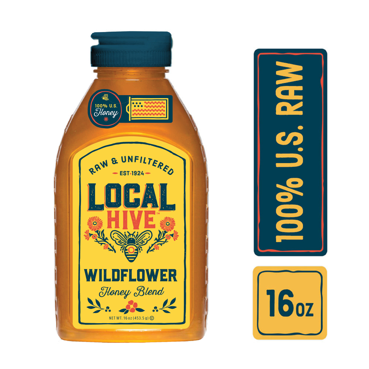 slide 1 of 1, Local Hive Wildflower Raw & Unfiltered Honey Blend 16 oz, 16 oz