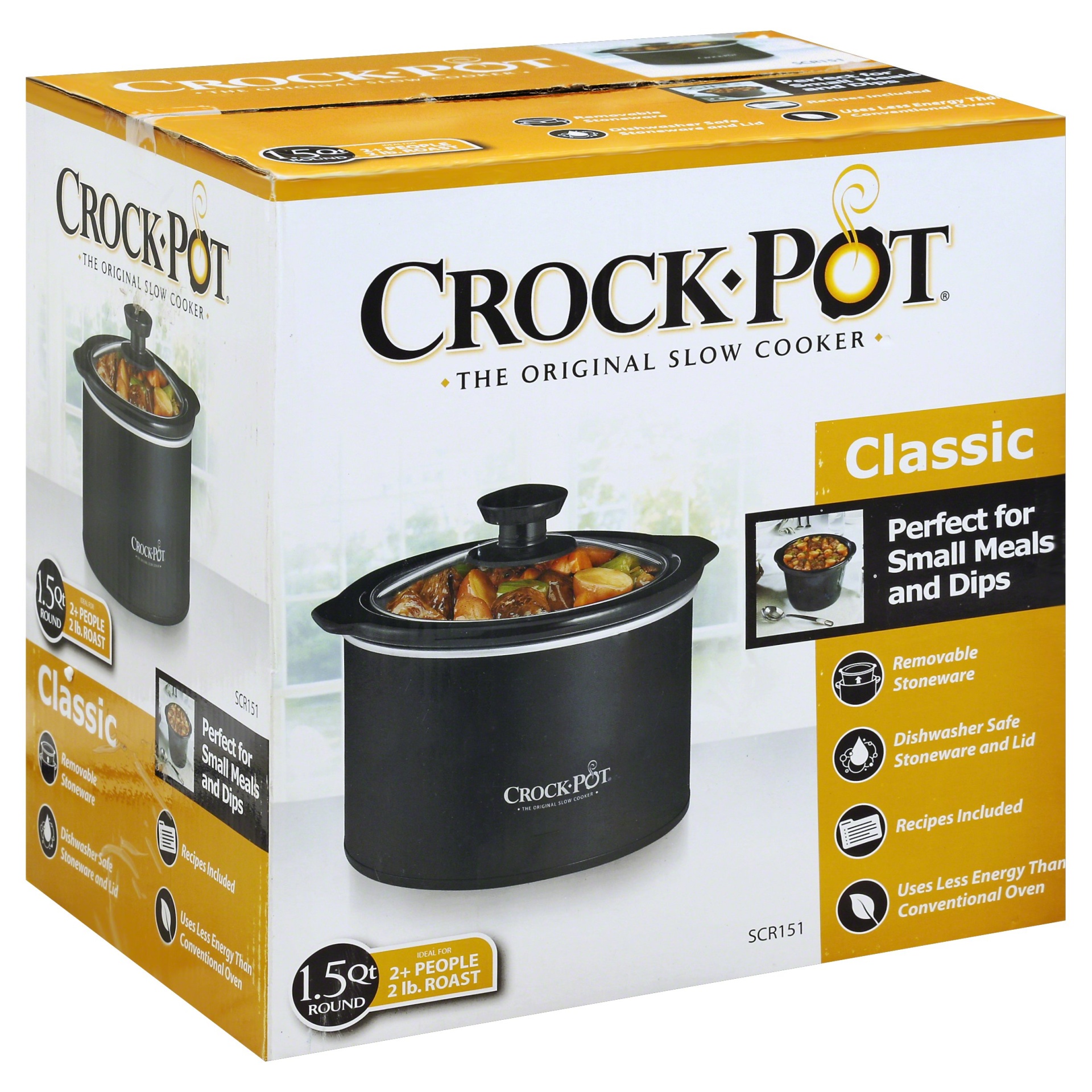 slide 1 of 1, Crock-Pot Slow Cooker, White, 1.5 qt