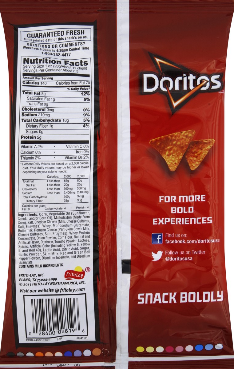 slide 6 of 6, Doritos Tortilla Chips 3.375 oz, 3.38 oz