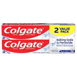 Colgate Baking Soda and Peroxide Whitening Toothpaste, Brisk Mint - 6 Ounce (2 Pack)