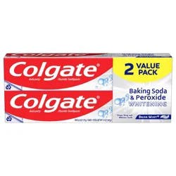 Colgate Baking Soda and Peroxide Whitening Toothpaste, Brisk Mint - 6 Ounce (2 Pack)