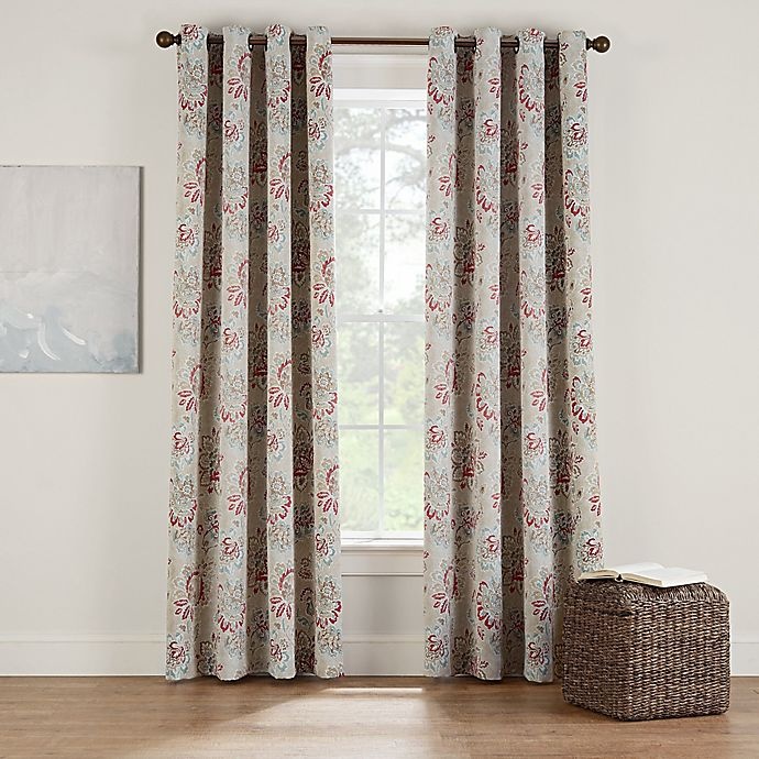 slide 1 of 3, Eclipse Twilight Luna Floral Grommet Room Darkening Window Curtain Panel - Cinnamon, 54 in