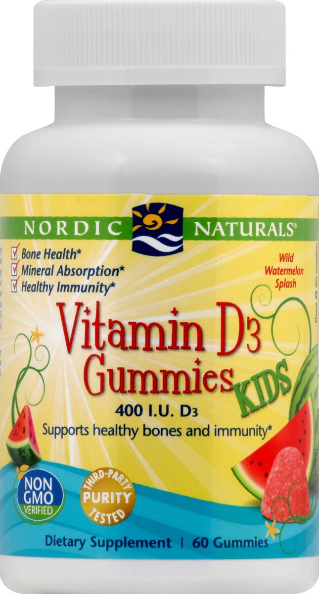 slide 1 of 11, Nordic Naturals Vitamin D3 Gummies Kids Watermelon 400 Iu D3, 1 ct