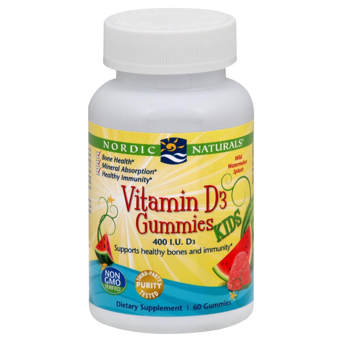 slide 4 of 11, Nordic Naturals Vitamin D3 Gummies Kids Watermelon 400 Iu D3, 1 ct