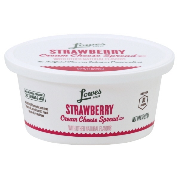 slide 1 of 1, Lowes Foods Cream Cheese Spread Strawberry Tub, 8 oz