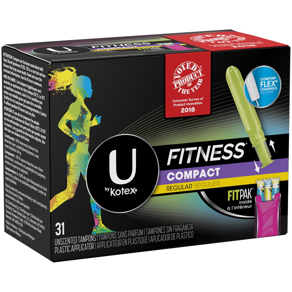 slide 2 of 3, U by Kotex Fitness Compact Regular Absorbency Unscented Tampons, 31 ct