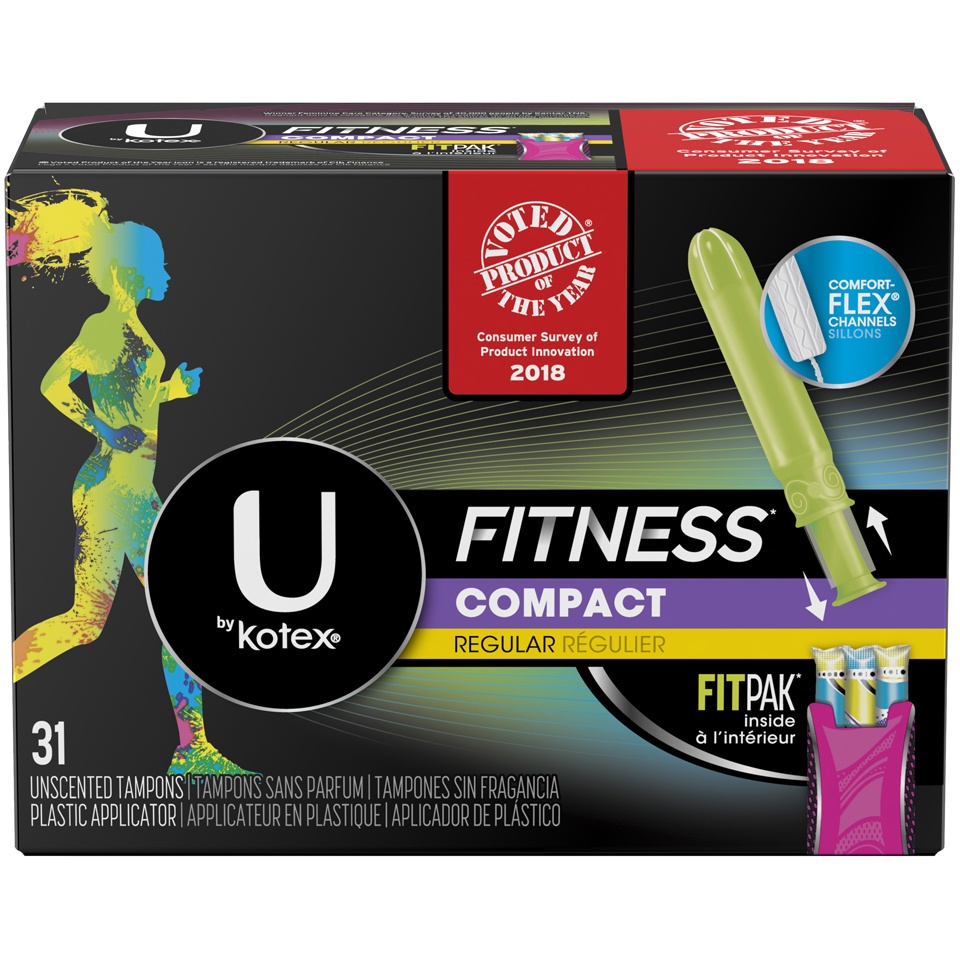 slide 1 of 3, U by Kotex Fitness Compact Regular Absorbency Unscented Tampons, 31 ct