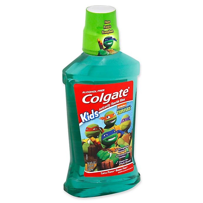 slide 1 of 6, Colgate Kids Anticavity Fluoride Rinse Mouthwash Turtle Power Bubble Fruit, 500 ml