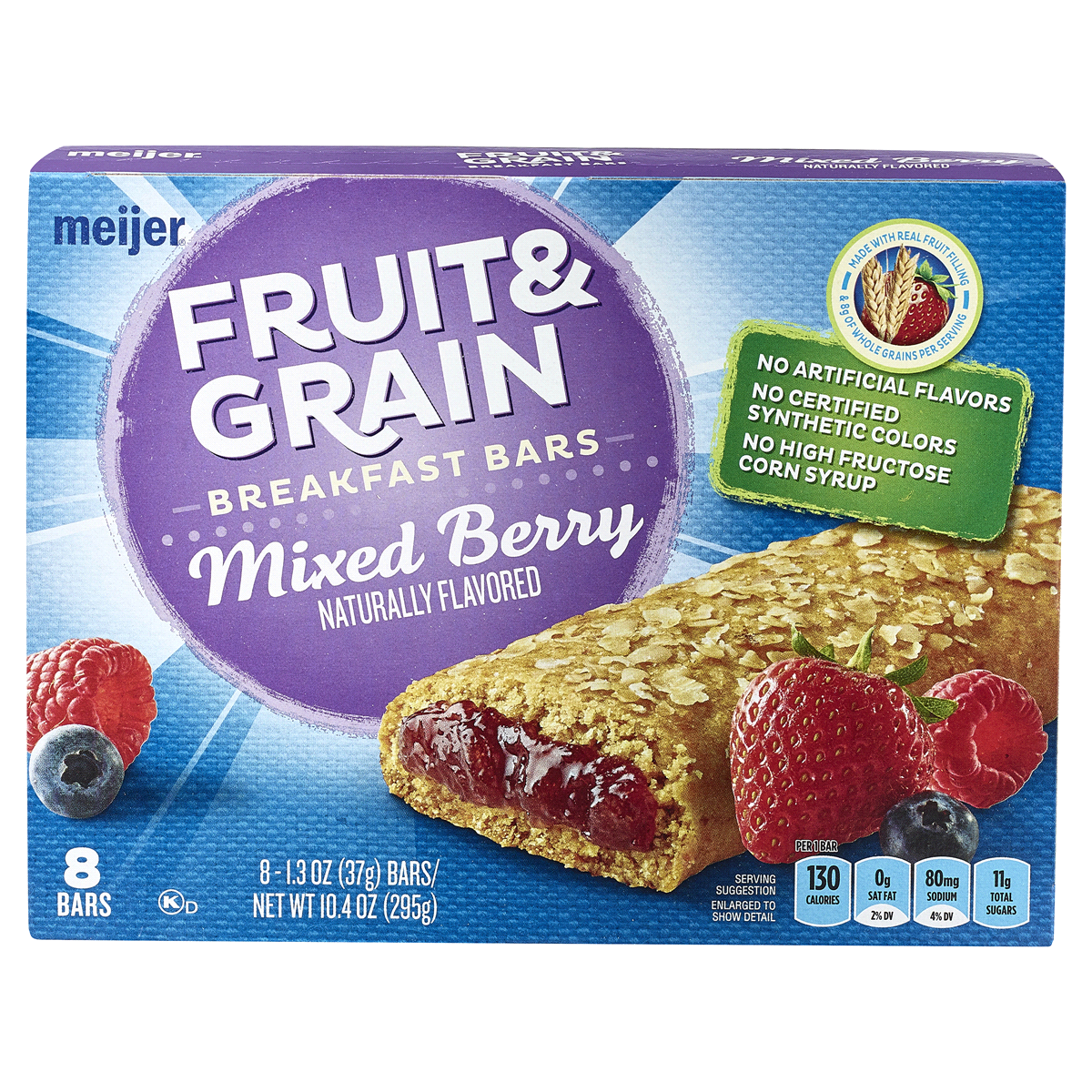 slide 1 of 3, Meijer Fruit & Grain Cereal Bars, Mixed Berry, 10.4 oz